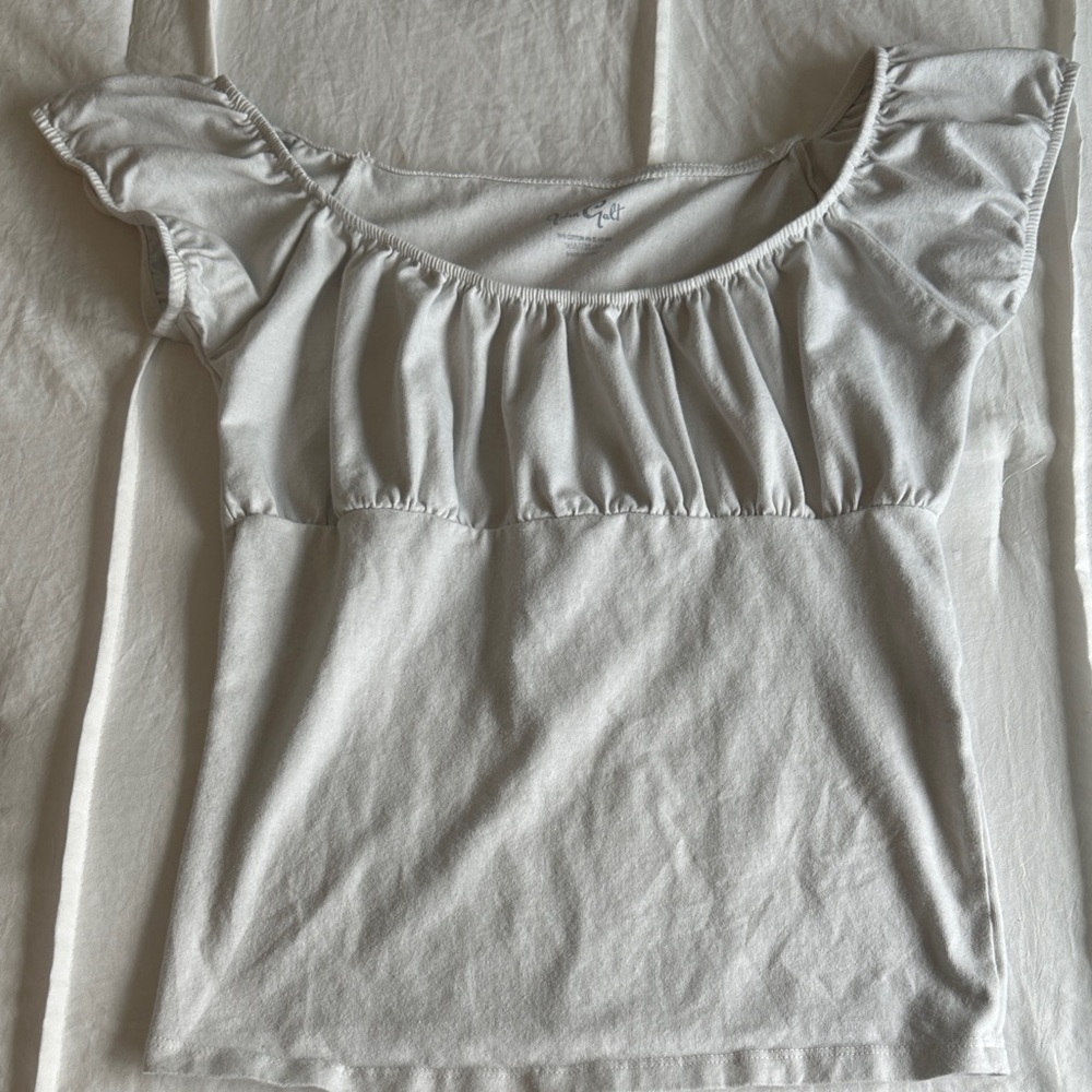 Brandy Melville White Ruffled Top